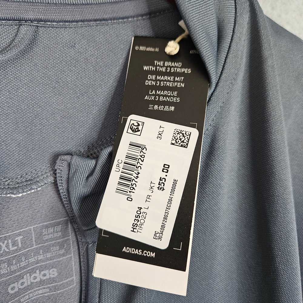 Adidas Tiro 23 League Training Jacket Mens 3XLT Grey White HS3504 Slim Fit New - Picture 4 of 8